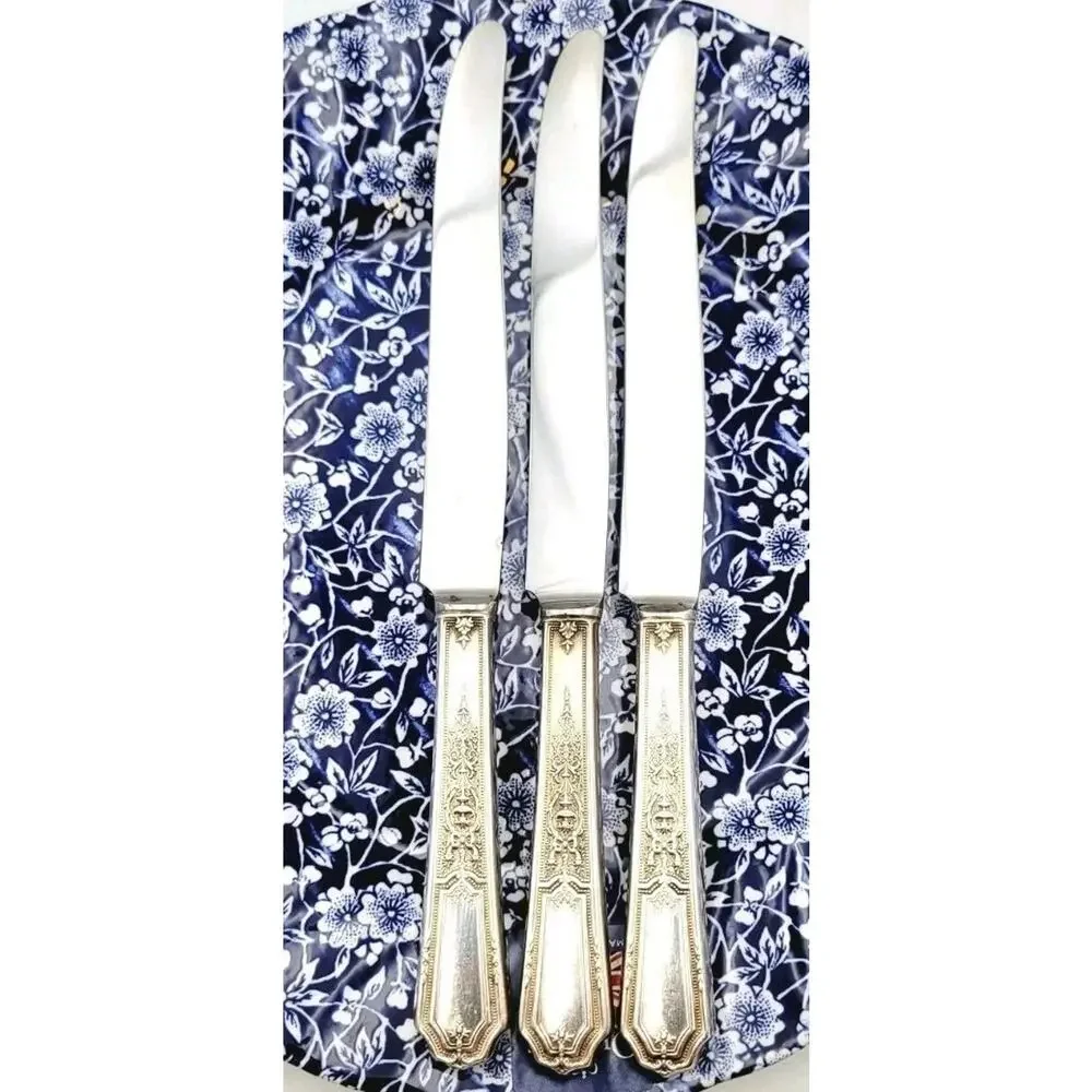 1847 Rogers Bros Ancestral Silverplate Set of 3 Dinner Knives Discontinued